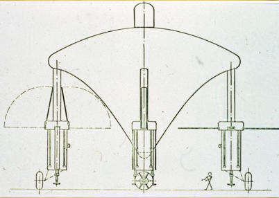 Konstruktionszeichnung des Hesekielraumschiffes von Dr.-Ing. Josef Blumrich
